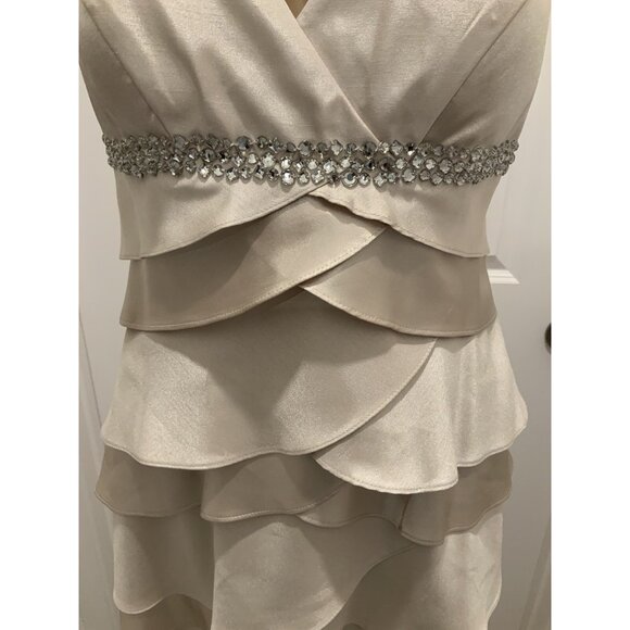Alex Evenings Dress Size 6 Champagne Cream Crystals Evening Cocktail Wedding - Picture 2 of 5
